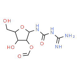 ChemSpider 2D Image | N-(Carbamimidoylcarbamoyl)-2-O-formylpentofuranosylamine | C8H14N4O6
