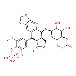 ChemSpider 2D Image | 4-{(5R,5aS,8aR,9S)-9-[(4,6-O-Ethylidene-alpha-L-glycero-hexopyranosyl)oxy]-6-oxo-5,5a,6,8,8a,9-hexahydrofuro[3',4':6,7]naphtho[2,3-d][1,3]dioxol-5-yl}-2,6-dimethoxyphenyl dihydrogen phosphate | C29H33O16P