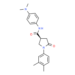 ChemSpider 2D Image | (3S)-N-[4-(Dimethylamino)phenyl]-1-(3,4-dimethylphenyl)-5-oxo-3-pyrrolidinecarboxamide | C21H25N3O2