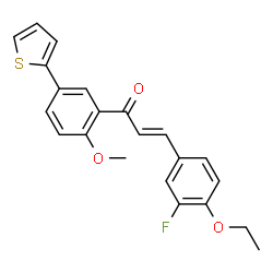 ChemSpider 2D Image | (2E)-3-(4-Ethoxy-3-fluorophenyl)-1-[2-methoxy-5-(2-thienyl)phenyl]-2-propen-1-one | C22H19FO3S
