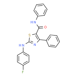 ChemSpider 2D Image | 2-[(4-Fluorophenyl)amino]-N,4-diphenyl-1,3-thiazole-5-carboxamide | C22H16FN3OS