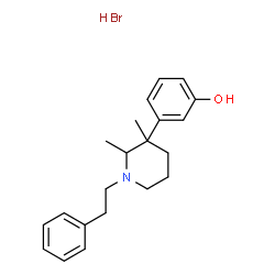 ChemSpider 2D Image | 3-[2,3-Dimethyl-1-(2-phenylethyl)-3-piperidinyl]phenol hydrobromide (1:1) | C21H28BrNO