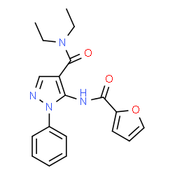 ChemSpider 2D Image | N,N-Diethyl-5-(2-furoylamino)-1-phenyl-1H-pyrazole-4-carboxamide | C19H20N4O3