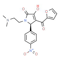 ChemSpider 2D Image | (5R)-1-[2-(Dimethylamino)ethyl]-4-(2-furoyl)-3-hydroxy-5-(4-nitrophenyl)-1,5-dihydro-2H-pyrrol-2-one | C19H19N3O6