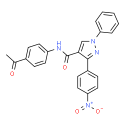 ChemSpider 2D Image | N-(4-Acetylphenyl)-3-(4-nitrophenyl)-1-phenyl-1H-pyrazole-4-carboxamide | C24H18N4O4