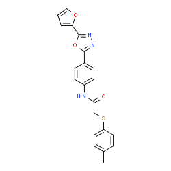 ChemSpider 2D Image | N-{4-[5-(2-Furyl)-1,3,4-oxadiazol-2-yl]phenyl}-2-[(4-methylphenyl)sulfanyl]acetamide | C21H17N3O3S