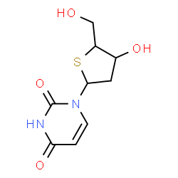 ChemSpider 2D Image | 1-(2-Deoxy-4-thiopentofuranosyl)-2,4(1H,3H)-pyrimidinedione | C9H12N2O4S
