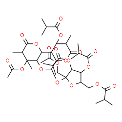 ChemSpider 2D Image | 1-O-Acetyl-3,4,6-tri-O-isobutyrylhex-2-ulofuranosyl 6-O-acetyl-2,3,4-tri-O-isobutyrylhexopyranoside | C40H62O19