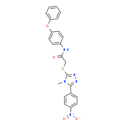 ChemSpider 2D Image | 2-{[4-Methyl-5-(4-nitrophenyl)-4H-1,2,4-triazol-3-yl]sulfanyl}-N-(4-phenoxyphenyl)acetamide | C23H19N5O4S