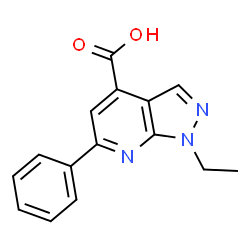 ChemSpider 2D Image | 1-ethyl-6-phenylpyrazolo[3,4-b]pyridine-4-carboxylic acid | C15H13N3O2
