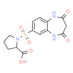 ChemSpider 2D Image | 1-[(2,4-Dioxo-2,3,4,5-tetrahydro-1H-1,5-benzodiazepin-7-yl)sulfonyl]proline | C14H15N3O6S