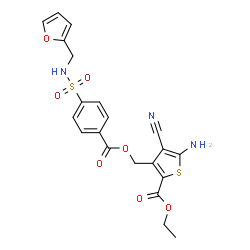 ChemSpider 2D Image | Ethyl 5-amino-4-cyano-3-[({4-[(2-furylmethyl)sulfamoyl]benzoyl}oxy)methyl]-2-thiophenecarboxylate | C21H19N3O7S2