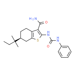 ChemSpider 2D Image | (6S)-6-(2-Methyl-2-butanyl)-2-[(phenylcarbamoyl)amino]-4,5,6,7-tetrahydro-1-benzothiophene-3-carboxamide | C21H27N3O2S