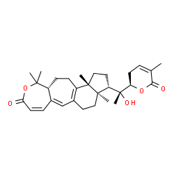 ChemSpider 2D Image | (3S,3aR,11aR,13bR)-3-{(1R)-1-Hydroxy-1-[(2R)-5-methyl-6-oxo-3,6-dihydro-2H-pyran-2-yl]ethyl}-3a,11,11,13b-tetramethyl-2,3,3a,4,5,11,11a,12,13,13b-decahydroindeno[5',4':4,5]cyclohepta[1,2-c]oxepin-9(1H
)-one | C30H40O5