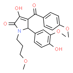 ChemSpider 2D Image | 3-Hydroxy-5-(4-hydroxy-3-methoxyphenyl)-4-(4-methoxybenzoyl)-1-(3-methoxypropyl)-1,5-dihydro-2H-pyrrol-2-one | C23H25NO7