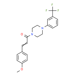 ChemSpider 2D Image | 3-(4-Methoxyphenyl)-1-{4-[3-(trifluoromethyl)phenyl]-1-piperazinyl}-2-propen-1-one | C21H21F3N2O2
