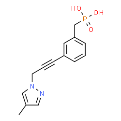 ChemSpider 2D Image | {3-[3-(4-Methyl-1H-pyrazol-1-yl)-1-propyn-1-yl]benzyl}phosphonic acid | C14H15N2O3P