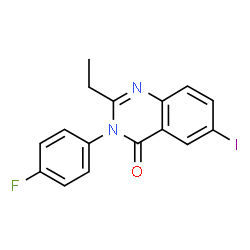 ChemSpider 2D Image | 2-Ethyl-3-(4-fluorophenyl)-6-iodo-4(3H)-quinazolinone | C16H12FIN2O