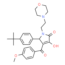 ChemSpider 2D Image | 5-(4-tert-butylphenyl)-3-hydroxy-4-(4-methoxybenzoyl)-1-(2-morpholinoethyl)-1H-pyrrol-2(5H)-one | C28H34N2O5