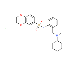ChemSpider 2D Image | N-(2-{[Cyclohexyl(methyl)amino]methyl}phenyl)-2,3-dihydro-1,4-benzodioxine-6-sulfonamide hydrochloride (1:1) | C22H29ClN2O4S