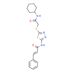 ChemSpider 2D Image | (2E)-N-(5-{[2-(Cyclohexylamino)-2-oxoethyl]sulfanyl}-1,3,4-thiadiazol-2-yl)-3-phenylacrylamide | C19H22N4O2S2