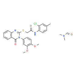 ChemSpider 2D Image | N-(2-Chloro-4-methylphenyl)-2-{[3-(3,4-dimethoxyphenyl)-4-oxo-3,4-dihydro-2-quinazolinyl]sulfanyl}acetamide - N,N-dimethylformamide (1:1) | C28H29ClN4O5S