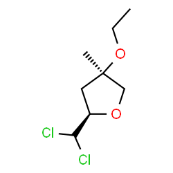 ChemSpider 2D Image | 2,5-Anhydro-1,1-dichloro-1,3-dideoxy-4-O-ethyl-4-C-methyl-L-threo-pentitol | C8H14Cl2O2