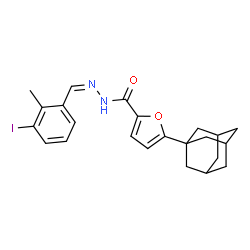 ChemSpider 2D Image | 5-(Adamantan-1-yl)-N'-[(Z)-(3-iodo-2-methylphenyl)methylene]-2-furohydrazide | C23H25IN2O2