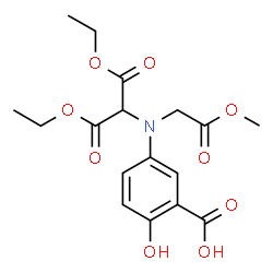 ChemSpider 2D Image | 5-[(1,3-Diethoxy-1,3-dioxo-2-propanyl)(2-methoxy-2-oxoethyl)amino]-2-hydroxybenzoic acid | C17H21NO9