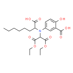 ChemSpider 2D Image | 5-[(1-Carboxyheptyl)(1,3-diethoxy-1,3-dioxo-2-propanyl)amino]-2-hydroxybenzoic acid | C22H31NO9