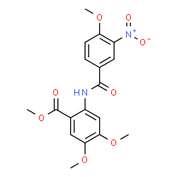ChemSpider 2D Image | Methyl 4,5-dimethoxy-2-[(4-methoxy-3-nitrobenzoyl)amino]benzoate | C18H18N2O8