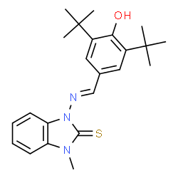 ChemSpider 2D Image | 1-{[(E)-(3,5-Di-tert-butyl-4-hydroxyphenyl)methylene]amino}-3-methyl-1,3-dihydro-2H-benzimidazole-2-thione | C23H29N3OS