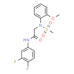 ChemSpider 2D Image | N-(3,4-Difluorophenyl)-N~2~-(2-methoxyphenyl)-N~2~-(methylsulfonyl)glycinamide | C16H16F2N2O4S