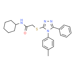 ChemSpider 2D Image | N-Cyclohexyl-2-{[4-(4-methylphenyl)-5-phenyl-4H-1,2,4-triazol-3-yl]sulfanyl}acetamide | C23H26N4OS
