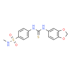 ChemSpider 2D Image | 4-[(1,3-Benzodioxol-5-ylcarbamothioyl)amino]-N-methylbenzenesulfonamide | C15H15N3O4S2