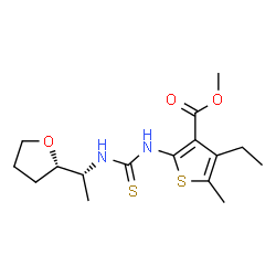 ChemSpider 2D Image | Methyl 4-ethyl-5-methyl-2-[({(1R)-1-[(2S)-tetrahydro-2-furanyl]ethyl}carbamothioyl)amino]-3-thiophenecarboxylate | C16H24N2O3S2