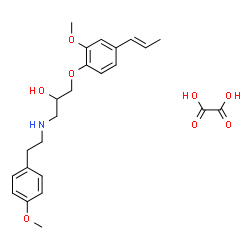ChemSpider 2D Image | 1-{[2-(4-Methoxyphenyl)ethyl]amino}-3-{2-methoxy-4-[(1E)-1-propen-1-yl]phenoxy}-2-propanol ethanedioate (1:1) | C24H31NO8