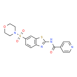 ChemSpider 2D Image | N-[6-(4-Morpholinylsulfonyl)-1,3-benzothiazol-2-yl]isonicotinamide | C17H16N4O4S2