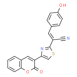 ChemSpider 2D Image | (2E)-3-(4-Hydroxyphenyl)-2-[4-(2-oxo-2H-chromen-3-yl)-1,3-thiazol-2-yl]acrylonitrile | C21H12N2O3S