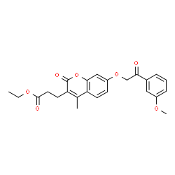 ChemSpider 2D Image | Ethyl 3-{7-[2-(3-methoxyphenyl)-2-oxoethoxy]-4-methyl-2-oxo-2H-chromen-3-yl}propanoate | C24H24O7