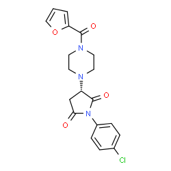 ChemSpider 2D Image | (3S)-1-(4-Chlorophenyl)-3-[4-(2-furoyl)-1-piperazinyl]-2,5-pyrrolidinedione | C19H18ClN3O4