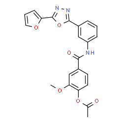 ChemSpider 2D Image | 4-({3-[5-(2-Furyl)-1,3,4-oxadiazol-2-yl]phenyl}carbamoyl)-2-methoxyphenyl acetate | C22H17N3O6