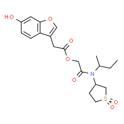 ChemSpider 2D Image | 2-[sec-Butyl(1,1-dioxidotetrahydro-3-thiophenyl)amino]-2-oxoethyl (6-hydroxy-1-benzofuran-3-yl)acetate | C20H25NO7S