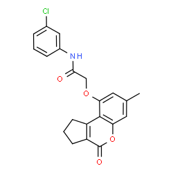 ChemSpider 2D Image | N-(3-Chlorophenyl)-2-[(7-methyl-4-oxo-1,2,3,4-tetrahydrocyclopenta[c]chromen-9-yl)oxy]acetamide | C21H18ClNO4