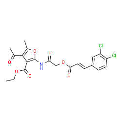 ChemSpider 2D Image | Ethyl 4-acetyl-2-[({[(2E)-3-(3,4-dichlorophenyl)-2-propenoyl]oxy}acetyl)amino]-5-methyl-3-furoate | C21H19Cl2NO7