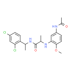 ChemSpider 2D Image | N~2~-(5-Acetamido-2-methoxyphenyl)-N-[1-(2,4-dichlorophenyl)ethyl]alaninamide | C20H23Cl2N3O3