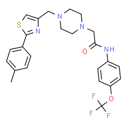 ChemSpider 2D Image | 2-(4-{[2-(4-Methylphenyl)-1,3-thiazol-4-yl]methyl}-1-piperazinyl)-N-[4-(trifluoromethoxy)phenyl]acetamide | C24H25F3N4O2S