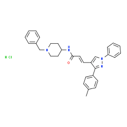 ChemSpider 2D Image | (2E)-N-(1-Benzyl-4-piperidinyl)-3-[3-(4-methylphenyl)-1-phenyl-1H-pyrazol-4-yl]acrylamide hydrochloride (1:1) | C31H33ClN4O