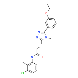 ChemSpider 2D Image | N-(3-Chloro-2-methylphenyl)-2-{[5-(3-ethoxyphenyl)-4-methyl-4H-1,2,4-triazol-3-yl]sulfanyl}acetamide | C20H21ClN4O2S
