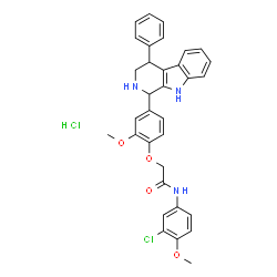 ChemSpider 2D Image | N-(3-Chloro-4-methoxyphenyl)-2-[2-methoxy-4-(4-phenyl-2,3,4,9-tetrahydro-1H-beta-carbolin-1-yl)phenoxy]acetamide hydrochloride (1:1) | C33H31Cl2N3O4